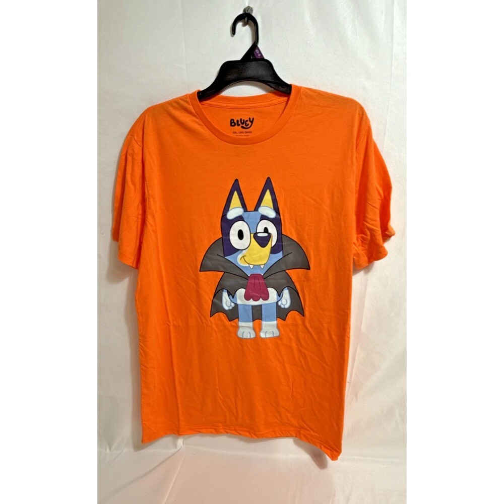 Bluey Halloween Vampire Orange T-shirt Adult Short Sleeved Holiday Fashion NEW